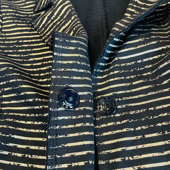 Elliott Lauren Black & Silver Striped Knit Button Front Blazer Jacket Women Sz S - Picture 7 of 11